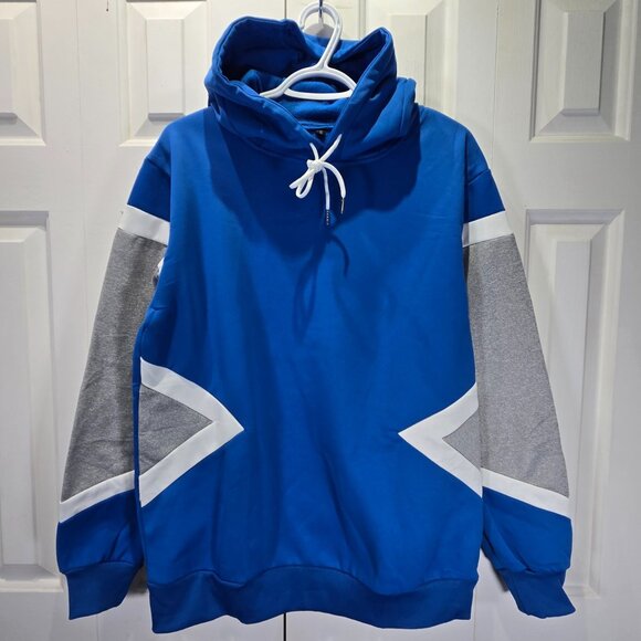 New Men’s Blue & Gray Loose Fit Hoodie Sweater – Size Small - Picture 1 of 5